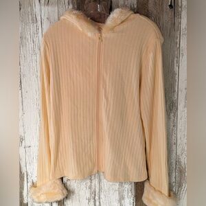 Fashion Bug Vintage Women’s Full Zip Front Cardigan Butter Yellow Size Large